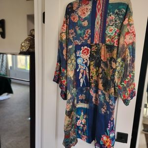Johnny Was Lined Patchwork Silk Kimono